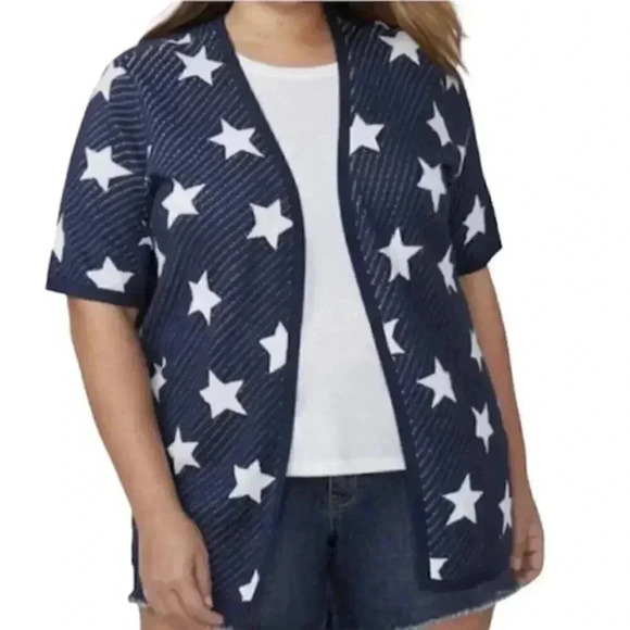 Lane Bryant Star Jacquard Overpiece Open Cardigan - Picture 1 of 9